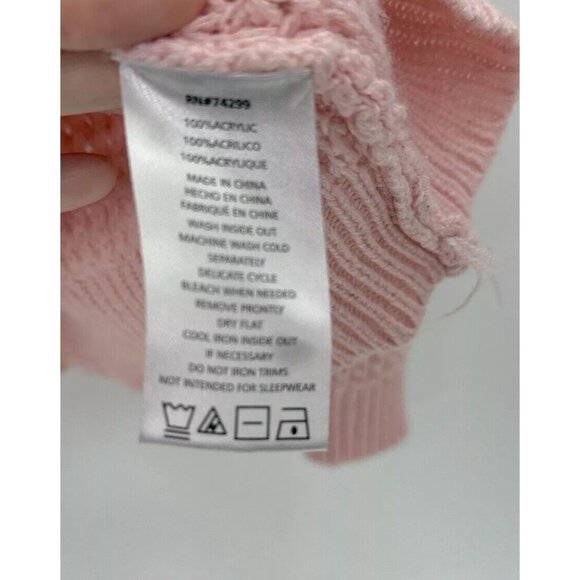 DKNY Girl’s Flip Sequin Spell Out Pink Knit V-Neck Sweater Size XL Preppy - Picture 8 of 13